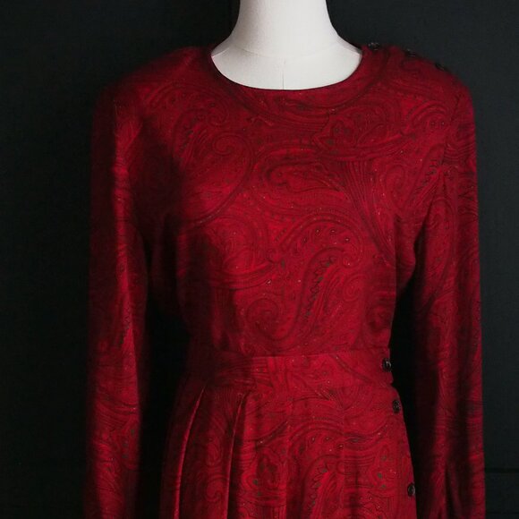 Liz Claiborne | Like NEW Vintage Red Paisley Blouse and Skirt Set in Wool Blend - Picture 1 of 9